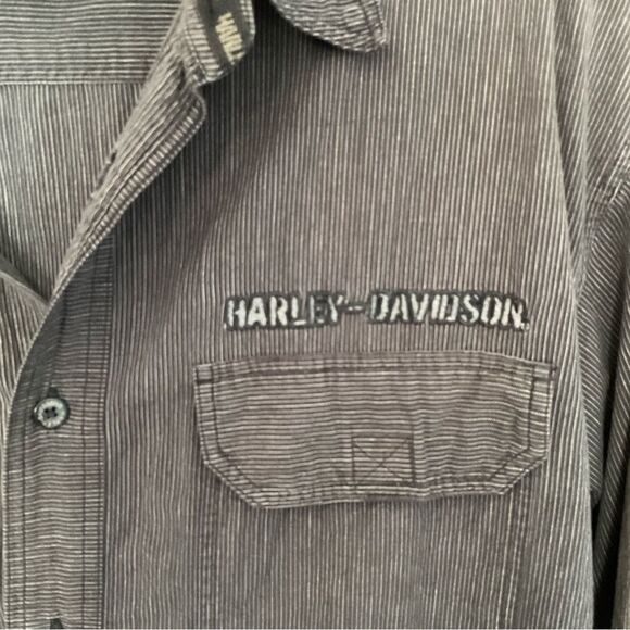 Harley Davidson Mens Cotton Button Front Back Eagle Logo Shirt Size 2XL - Picture 7 of 13